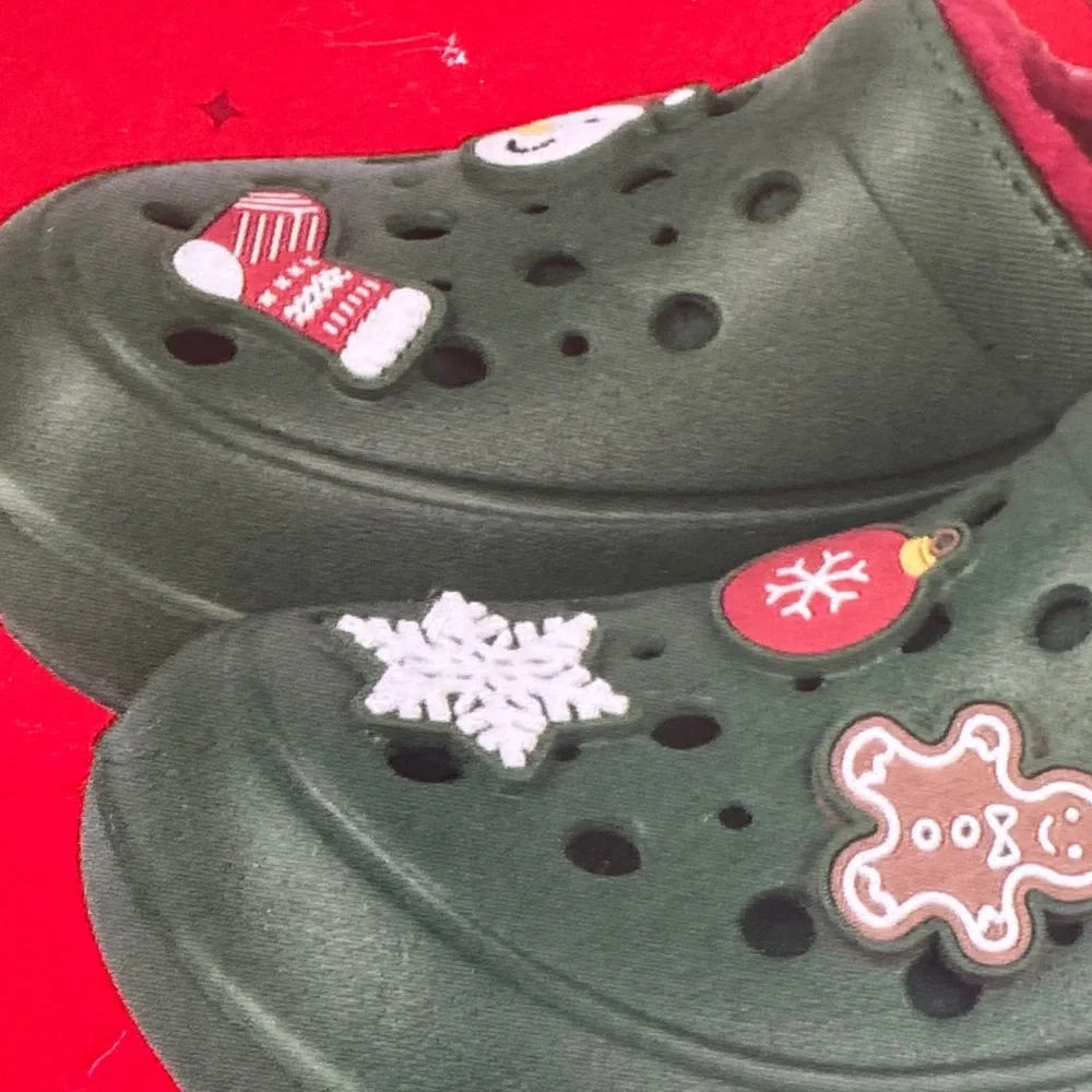 Lily & Dan toddler warm lined clogs SZ 9/10 Green Slippers with Red Fleece